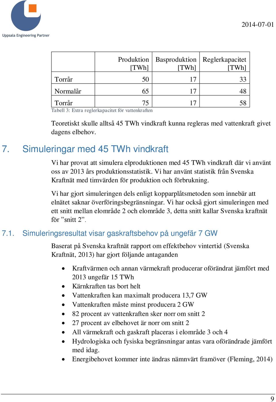 Simuleringar med 45 TWh vindkraft Vi har provat att simulera elproduktionen med 45 TWh vindkraft där vi använt oss av 2013 års produktionsstatistik.