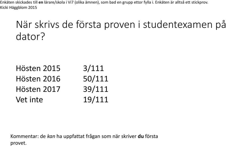 Kicki Häggblom 2015 När skrivs de första proven i studentexamen på dator?