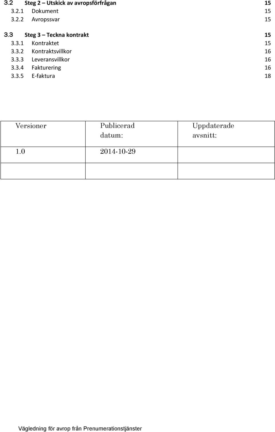 3.4 Fakturering 16 3.3.5 E-faktura 18 Versioner Publicerad datum: Uppdaterade avsnitt: 1.