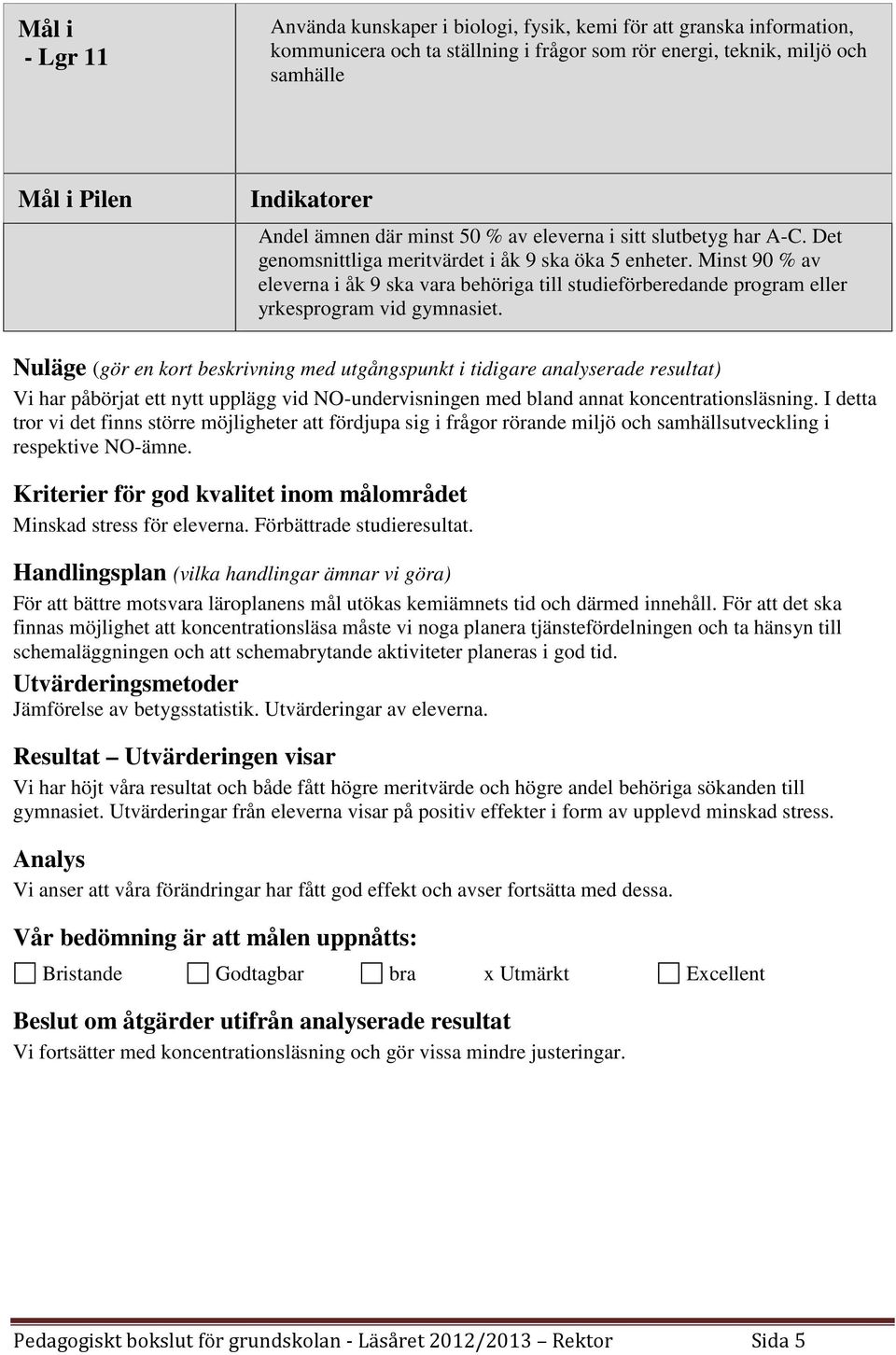 Minst 90 % av eleverna i åk 9 ska vara behöriga till studieförberedande program eller yrkesprogram vid gymnasiet.