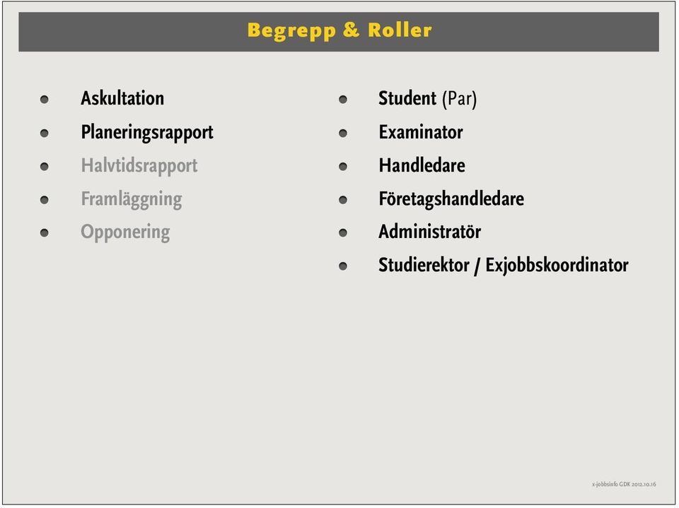 (Par) Examinator Handledare Företagshandledare
