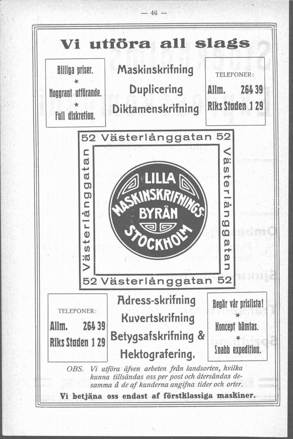 264 39 Riks Saden 1 29 Beygsafskrifning & Hekografering, Honiep limas. Snabb expediion. OBS.