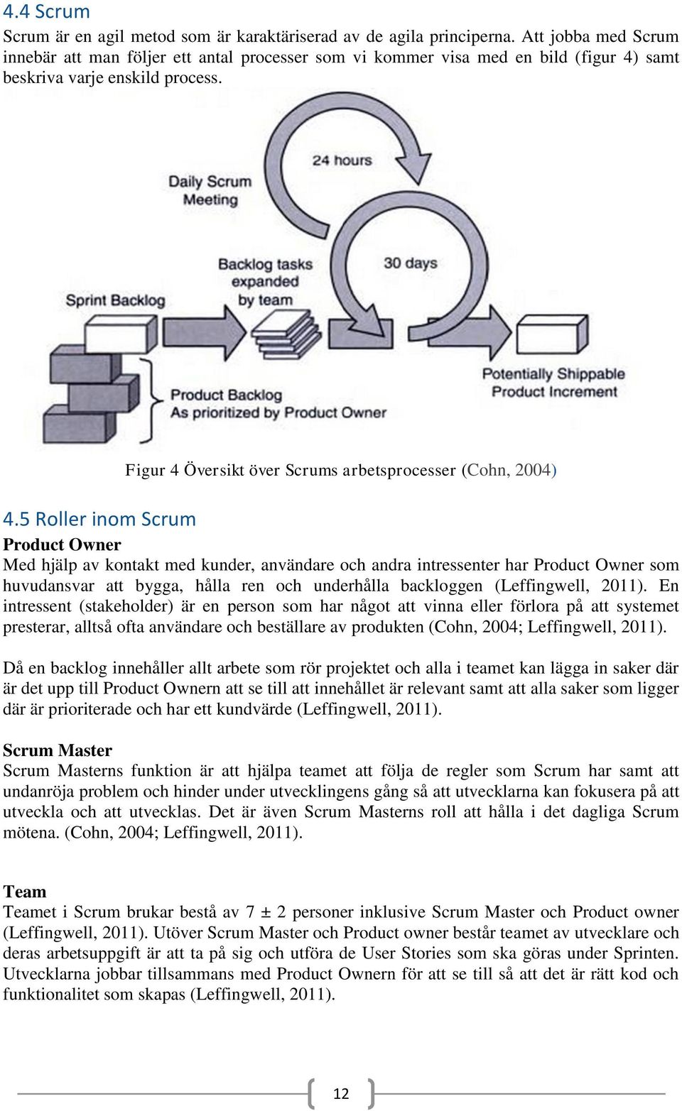 Figur 4 Översikt över Scrums arbetsprocesser (Cohn, 2004) 4.