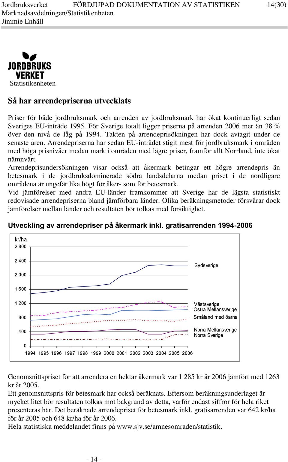 Arrendepriserna har sedan EU-inträdet stigit mest för jordbrusmar i områden med höga prisnivåer medan mar i områden med lägre priser, framför allt Norrland, inte öat nämnvärt.