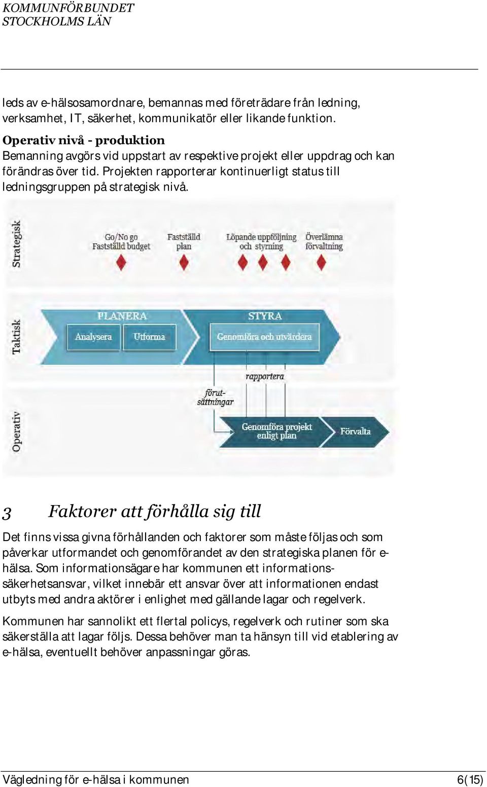 Projekten rapporterar kontinuerligt status till ledningsgruppen på strategisk nivå.