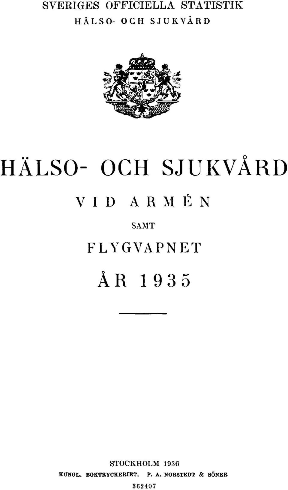 SAMT FLYGVAPNET ÅR 1935 STOCKHOLM 1936