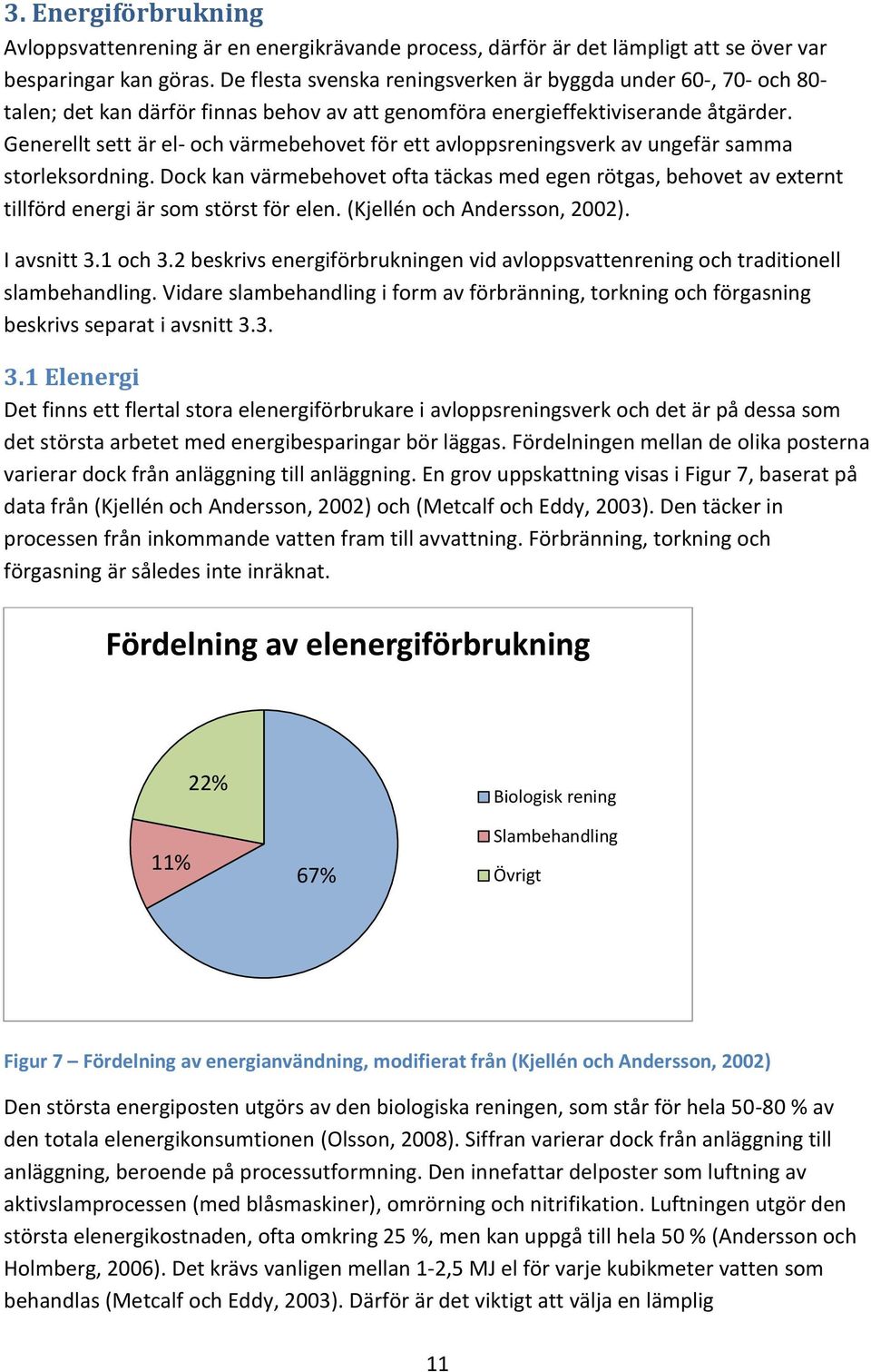 Generellt sett är el- och värmebehovet för ett avloppsreningsverk av ungefär samma storleksordning.