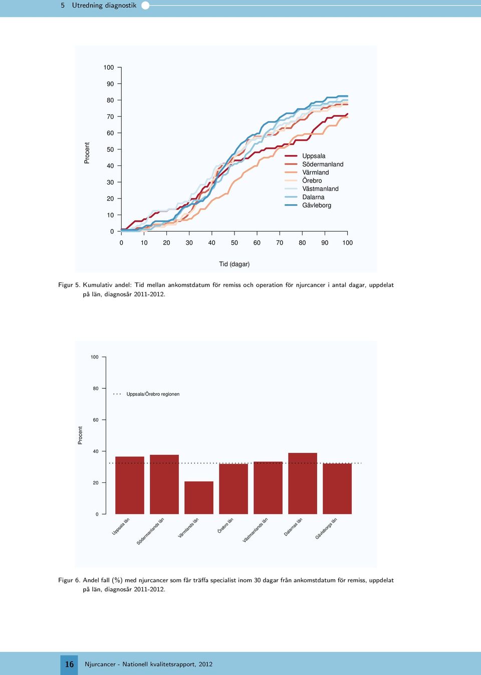 100 80 Uppsala/Örebro regionen 60 Procent 40 20 0 Uppsala län Södermanlands län Värmlands län Örebro län Västmanlands län Dalarnas län Gävleborgs län Figur 6.