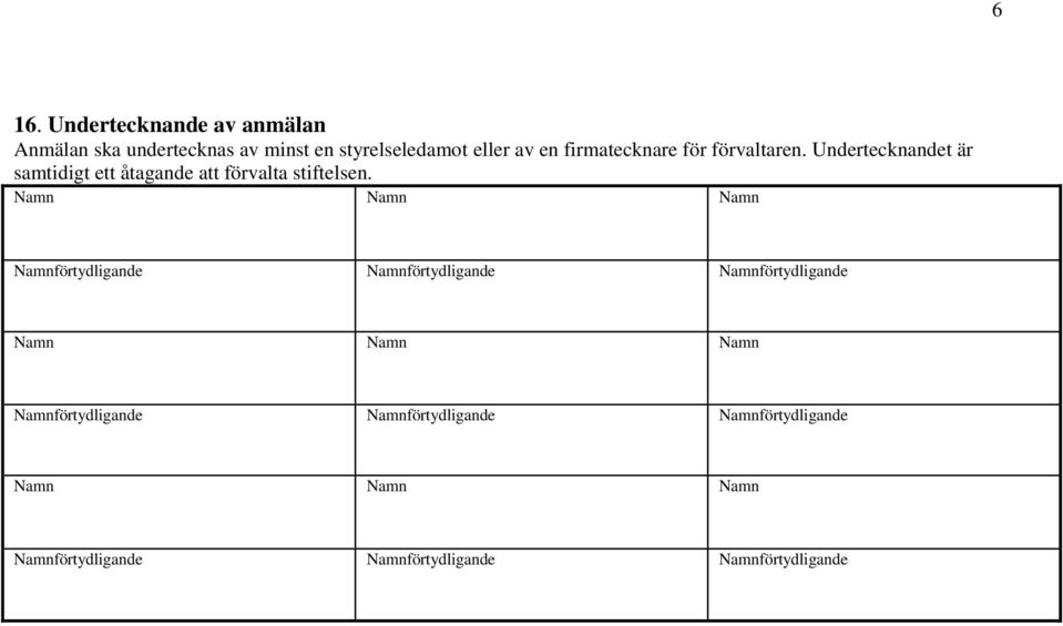 Undertecknandet är samtidigt ett åtagande att förvalta stiftelsen.