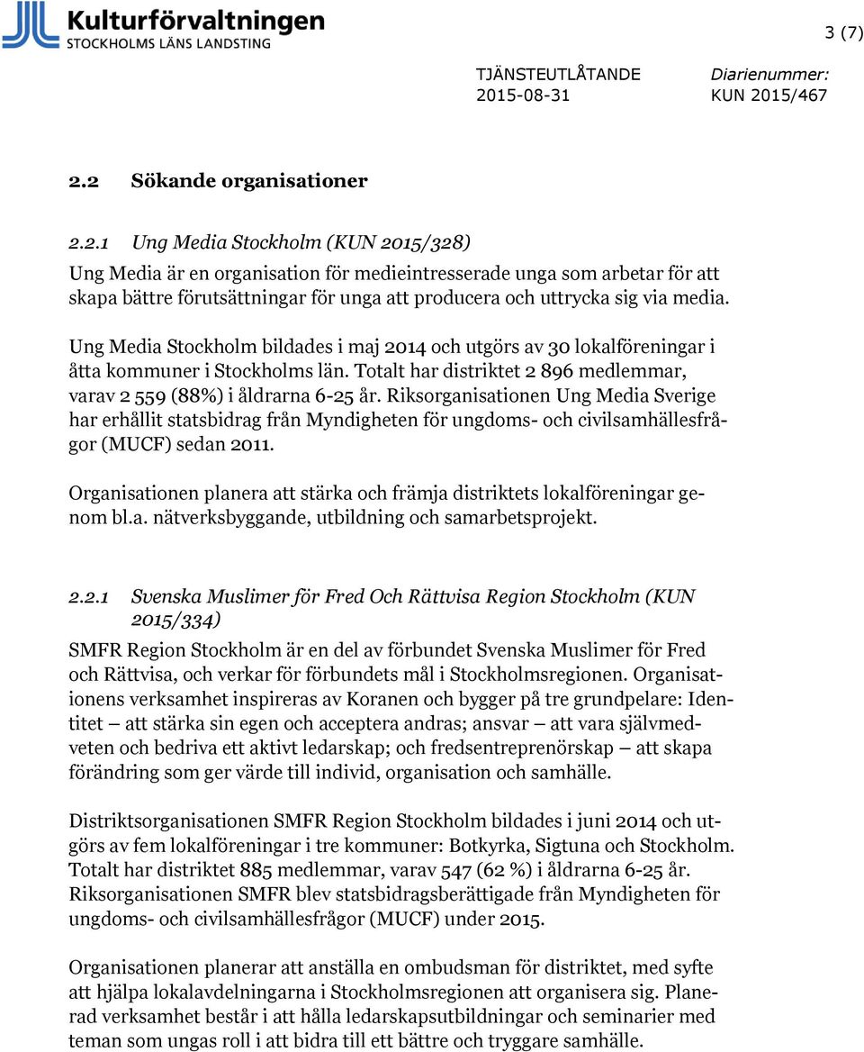 Riksorganisationen Ung Media Sverige har erhållit statsbidrag från Myndigheten för ungdoms- och civilsamhällesfrågor (MUCF) sedan 2011.