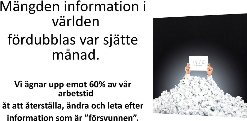 Vi ägnar upp emot 60% av vår arbetstid åt