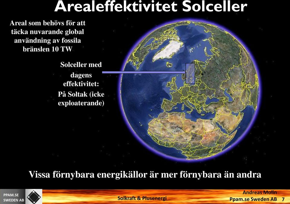 Solceller med dagens effektivitet: På Soltak (icke