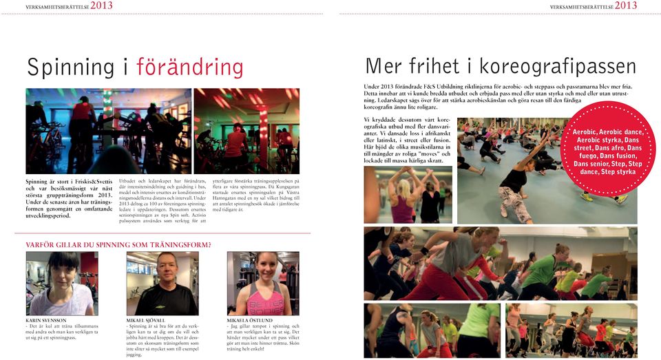 Ledarskapet sågs över för att stärka aerobicskänslan och göra resan till den färdiga koreografin ännu lite roligare.