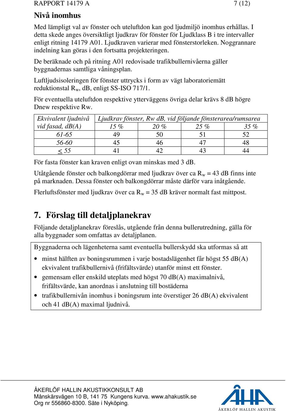 Noggrannare indelning kan göras i den fortsatta projekteringen. De beräknade och på ritning A01 redovisade trafikbullernivåerna gäller byggnadernas samtliga våningsplan.