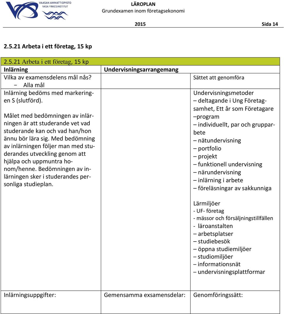 funktionell undervisning närundervisning inlärning i arbete föreläsningar av sakkunniga - UF- företag - mässor och försäljningstillfällen -