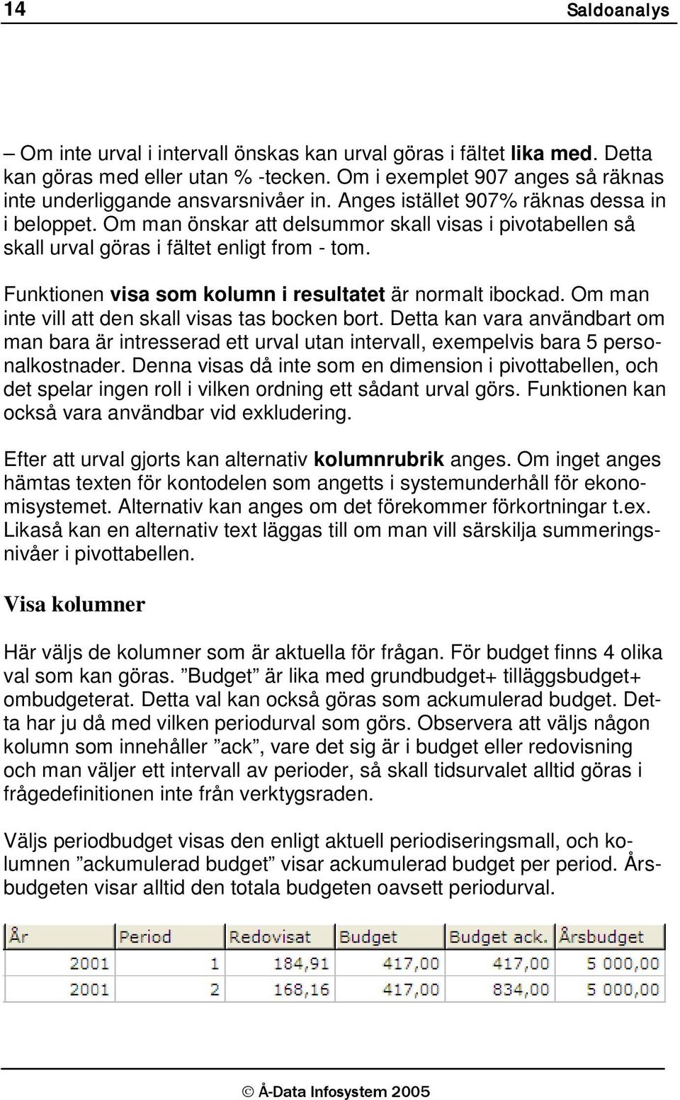 Funktionen visa som kolumn i resultatet är normalt ibockad. Om man inte vill att den skall visas tas bocken bort.
