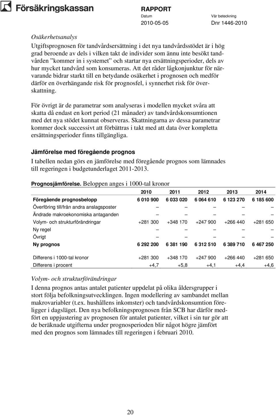 Att det råder lågkonjunktur för närvarande bidrar starkt till en betydande osäkerhet i prognosen och medför därför en överhängande risk för prognosfel, i synnerhet risk för överskattning.