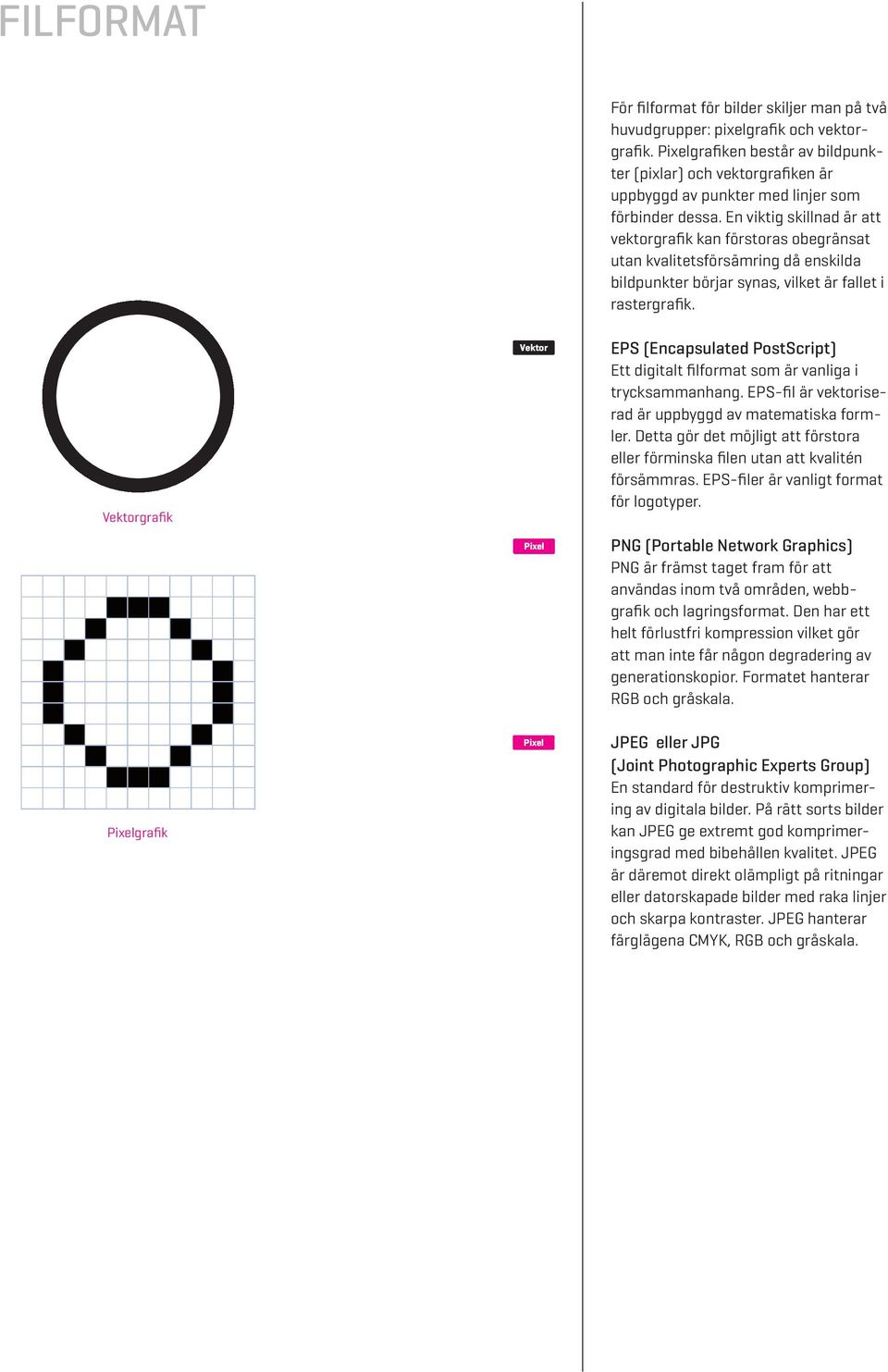 En viktig skillnad är att vektorgrafik kan förstoras obegränsat utan kvalitetsförsämring då enskilda bildpunkter börjar synas, vilket är fallet i rastergrafik.