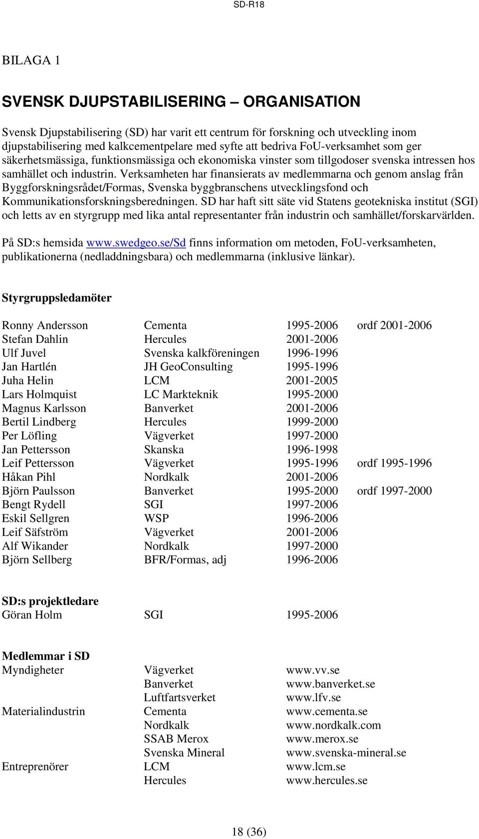 Verksamheten har finansierats av medlemmarna och genom anslag från Byggforskningsrådet/Formas, Svenska byggbranschens utvecklingsfond och Kommunikationsforskningsberedningen.