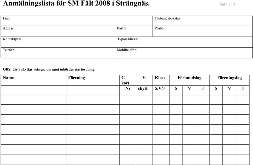 E-postadress: Telefon: Mobiltelefon: OBS!