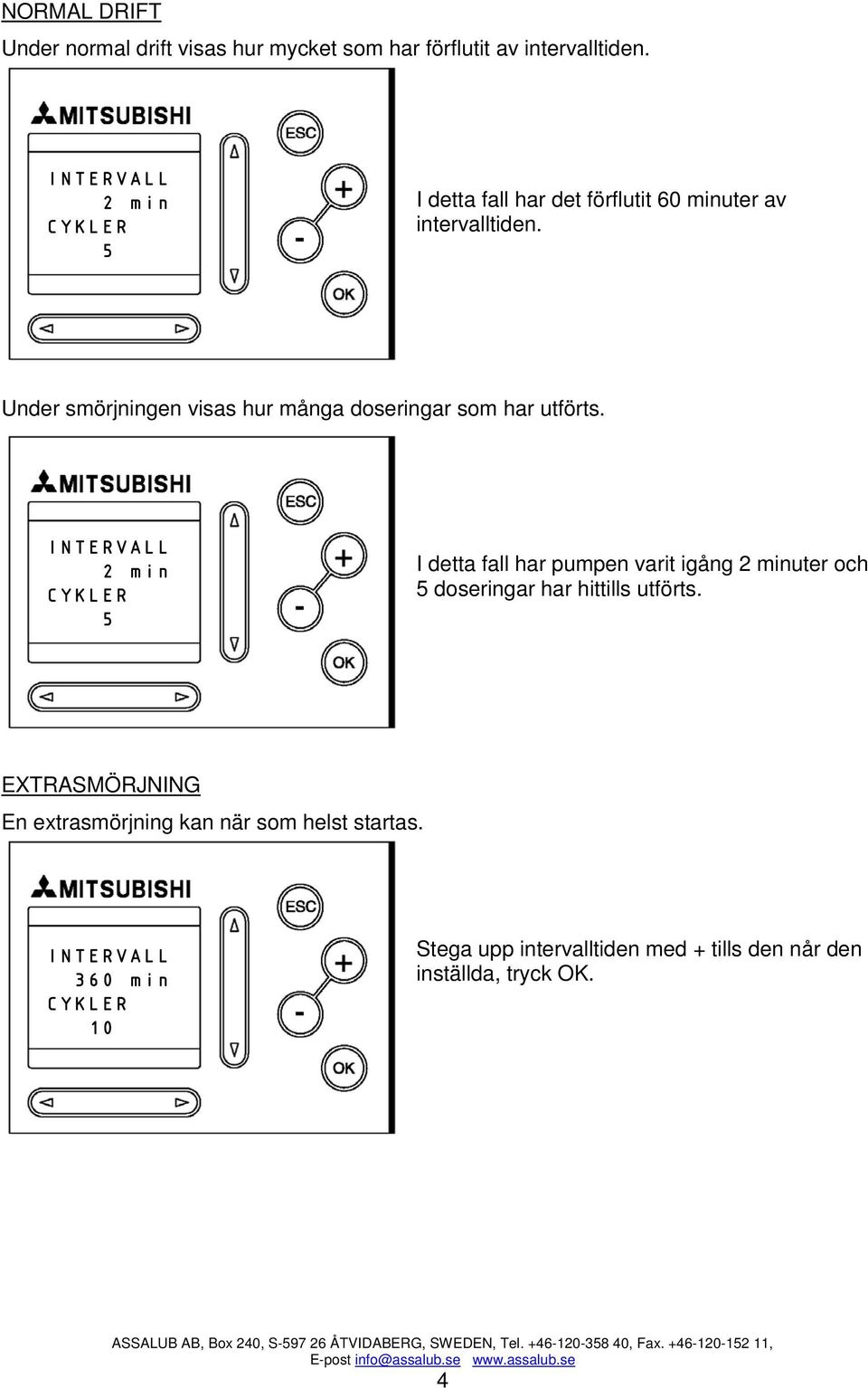 Under smörjningen visas hur många doseringar som har utförts.