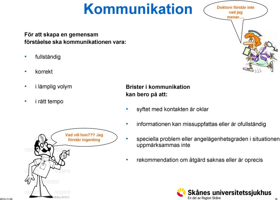 Brister i kommunikation kan bero på att: syftet med kontakten är oklar informationen kan missuppfattas eller är