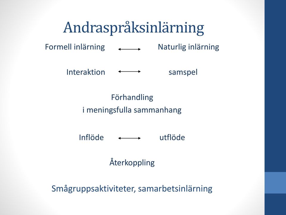 Förhandling i meningsfulla sammanhang Inflöde
