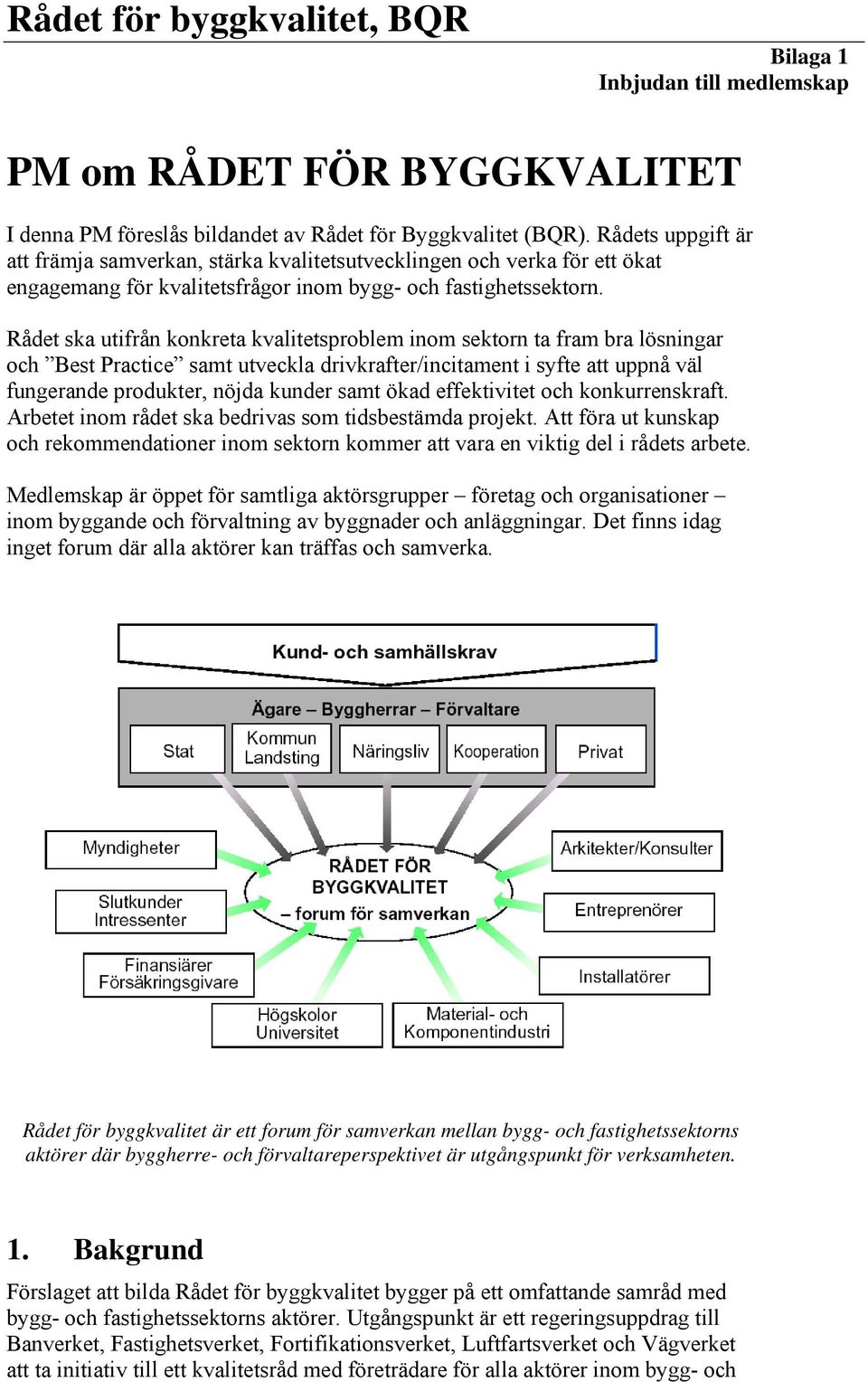 Rådet ska utifrån konkreta kvalitetsproblem inom sektorn ta fram bra lösningar och Best Practice samt utveckla drivkrafter/incitament i syfte att uppnå väl fungerande produkter, nöjda kunder samt