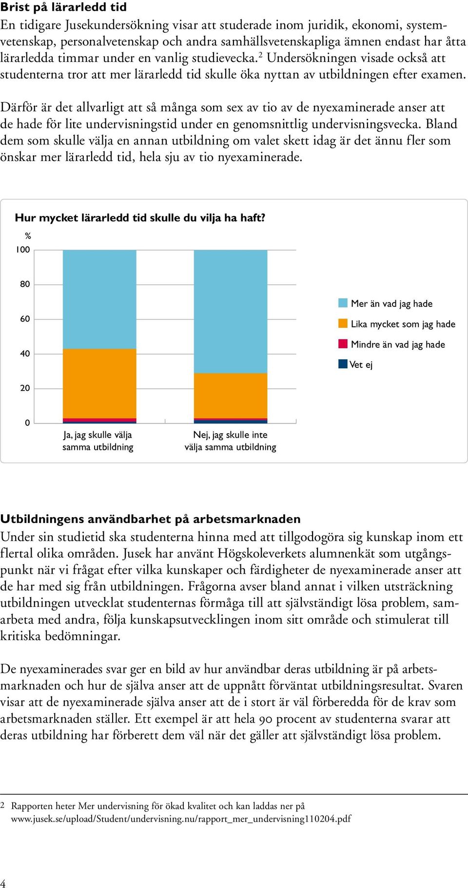 Därför är det allvarligt att så många som sex av tio av de nyexaminerade anser att de hade för lite undervisningstid under en genomsnittlig undervisningsvecka.