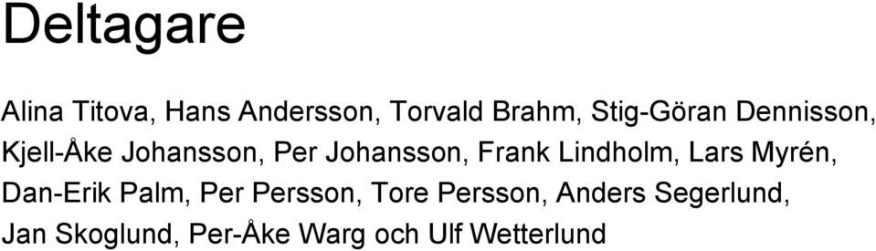 Frank Lindholm, Lars Myrén, Dan-Erik Palm, Per Persson, Tore