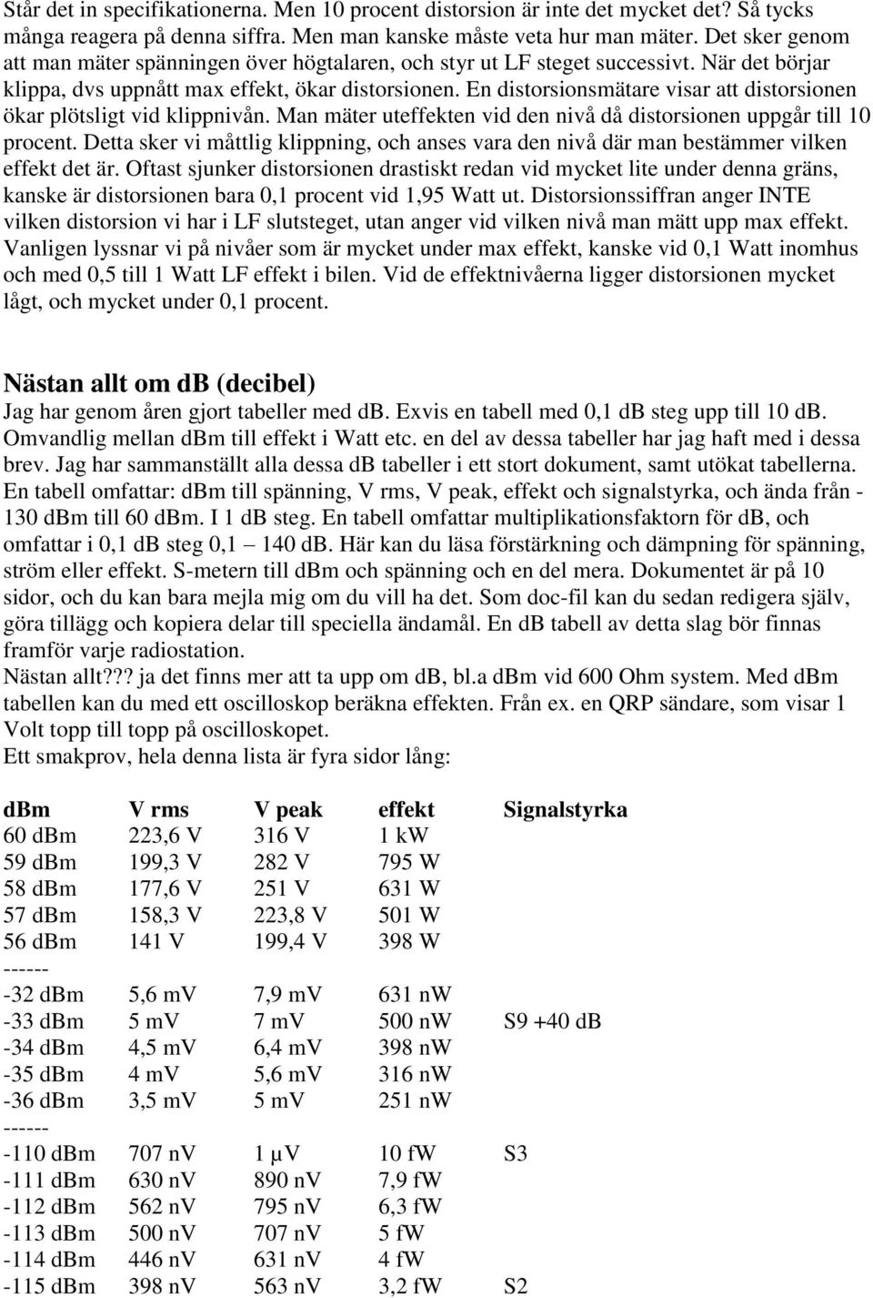 En distorsionsmätare visar att distorsionen ökar plötsligt vid klippnivån. Man mäter uteffekten vid den nivå då distorsionen uppgår till 10 procent.