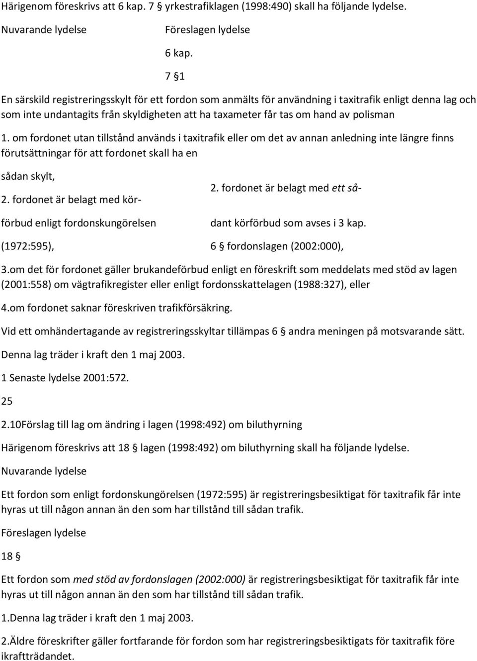 om fordonet utan tillstånd används i taxitrafik eller om det av annan anledning inte längre finns förutsättningar för att fordonet skall ha en sådan skylt, 2.