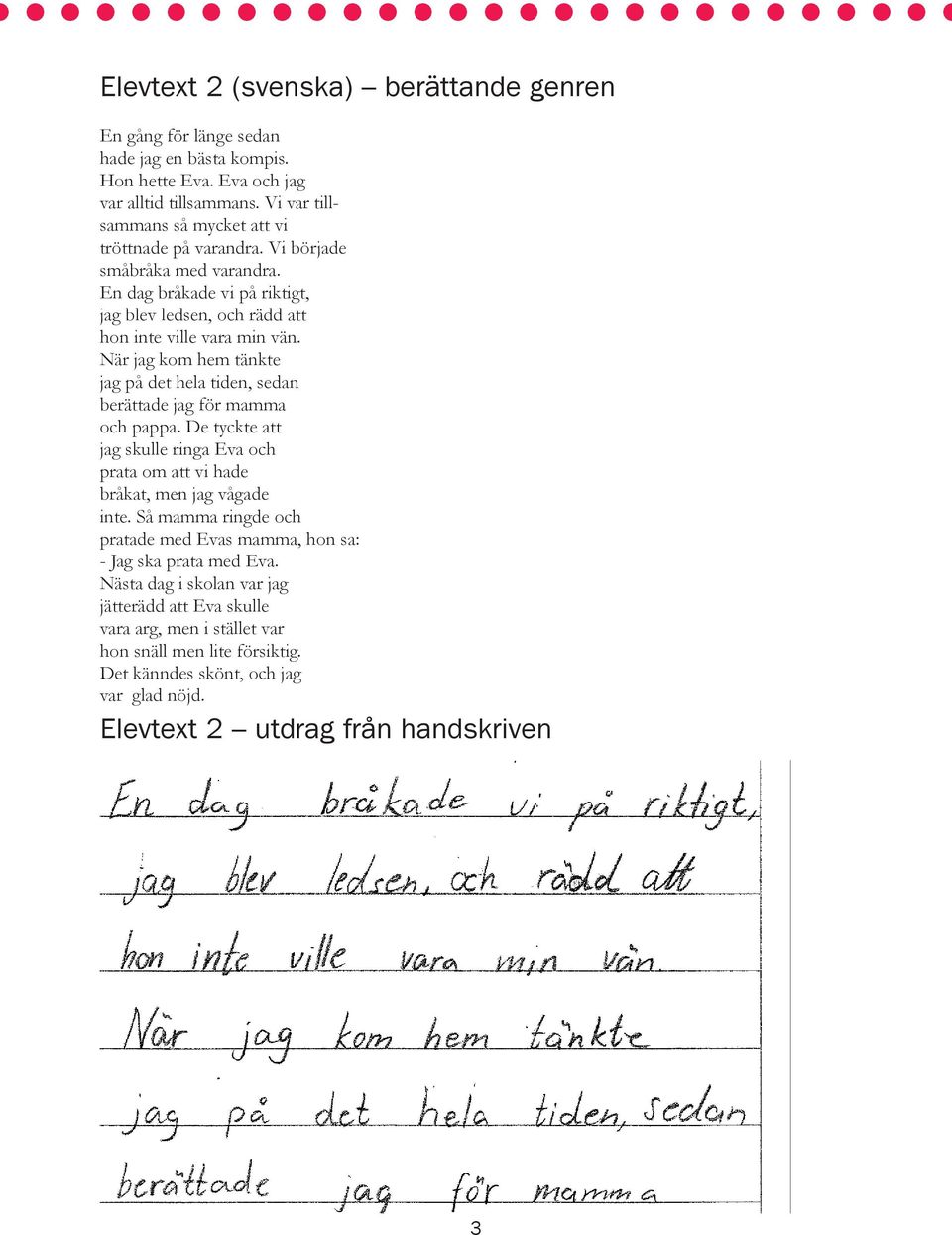 När jag kom hem tänkte jag på det hela tiden, sedan berättade jag för mamma och pappa. De tyckte att jag skulle ringa Eva och prata om att vi hade bråkat, men jag vågade inte.