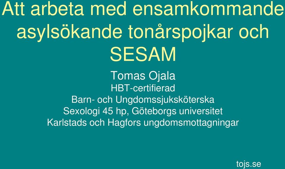 Barn- och Ungdomssjuksköterska Sexologi 45 hp,