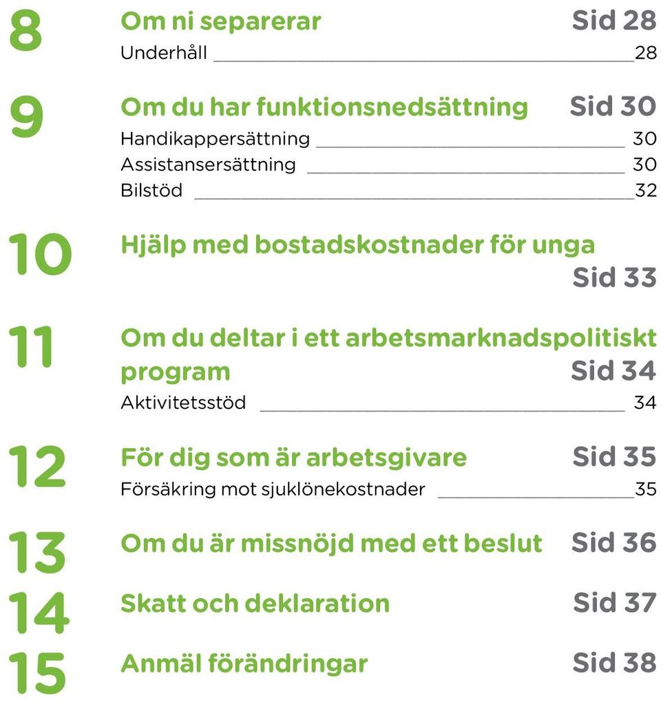 marknads politiskt program Sid 34 Aktivitetsstöd 34 12 För dig som är arbetsgivare Sid 35 Försäkring mot