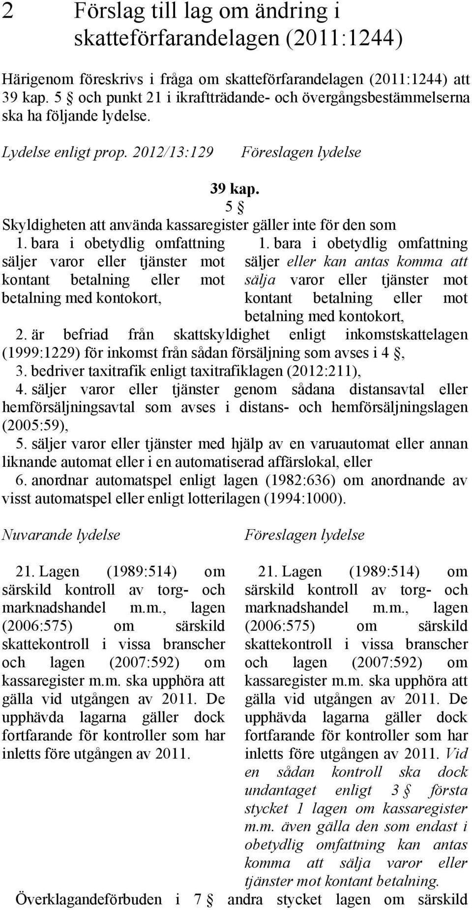 5 Skyldigheten att använda kassaregister gäller inte för den som 1. bara i obetydlig omfattning säljer varor eller tjänster mot kontant betalning eller mot betalning med kontokort, 1.