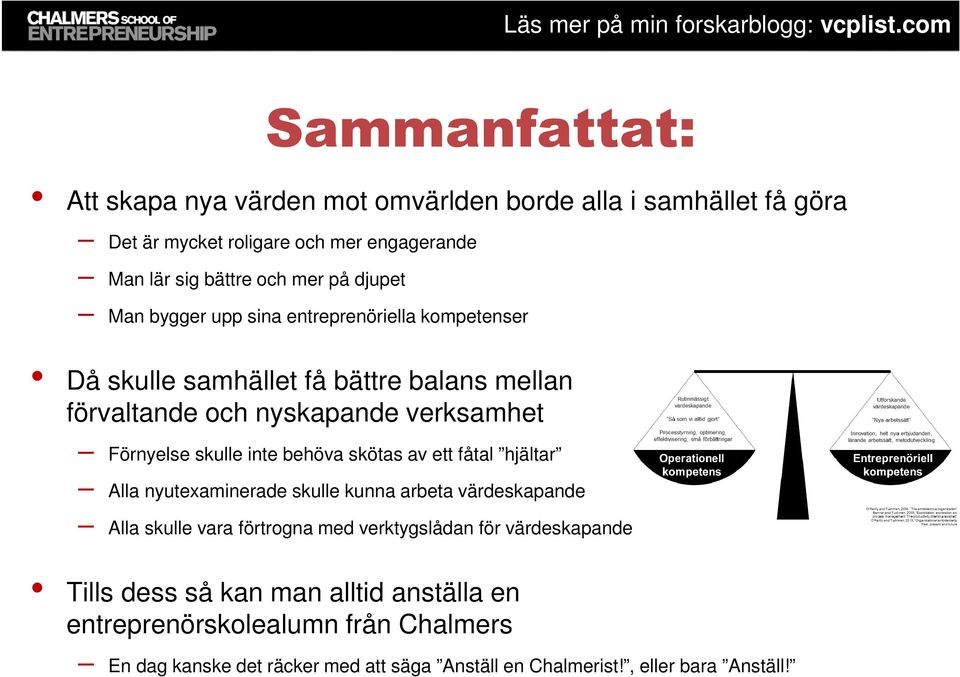 inte behöva skötas av ett fåtal hjältar Alla nyutexaminerade skulle kunna arbeta värdeskapande Alla skulle vara förtrogna med verktygslådan för