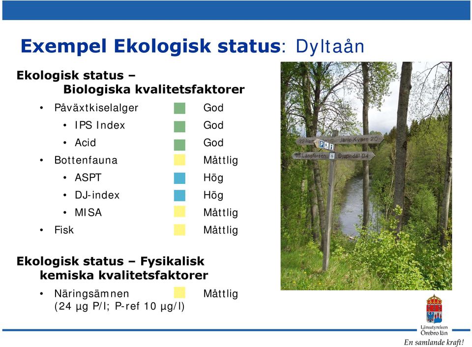 Måttlig ASPT DJ-index MISA Hög Hög Måttlig Fisk Måttlig Ekologisk status