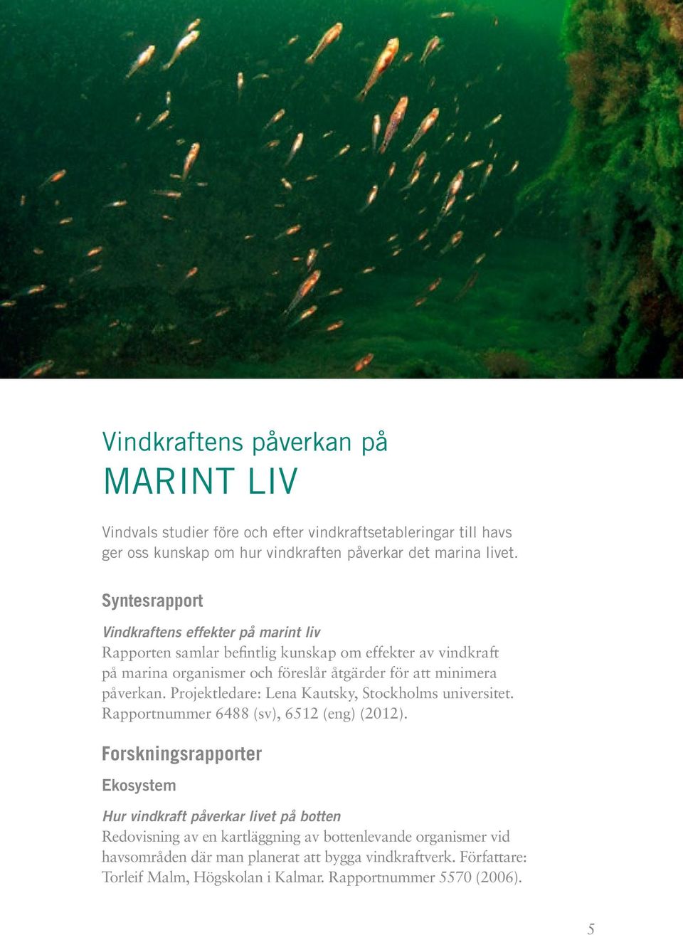påverkan. Projektledare: Lena Kautsky, Stockholms universitet. Rapportnummer 6488 (sv), 6512 (eng) (2012).