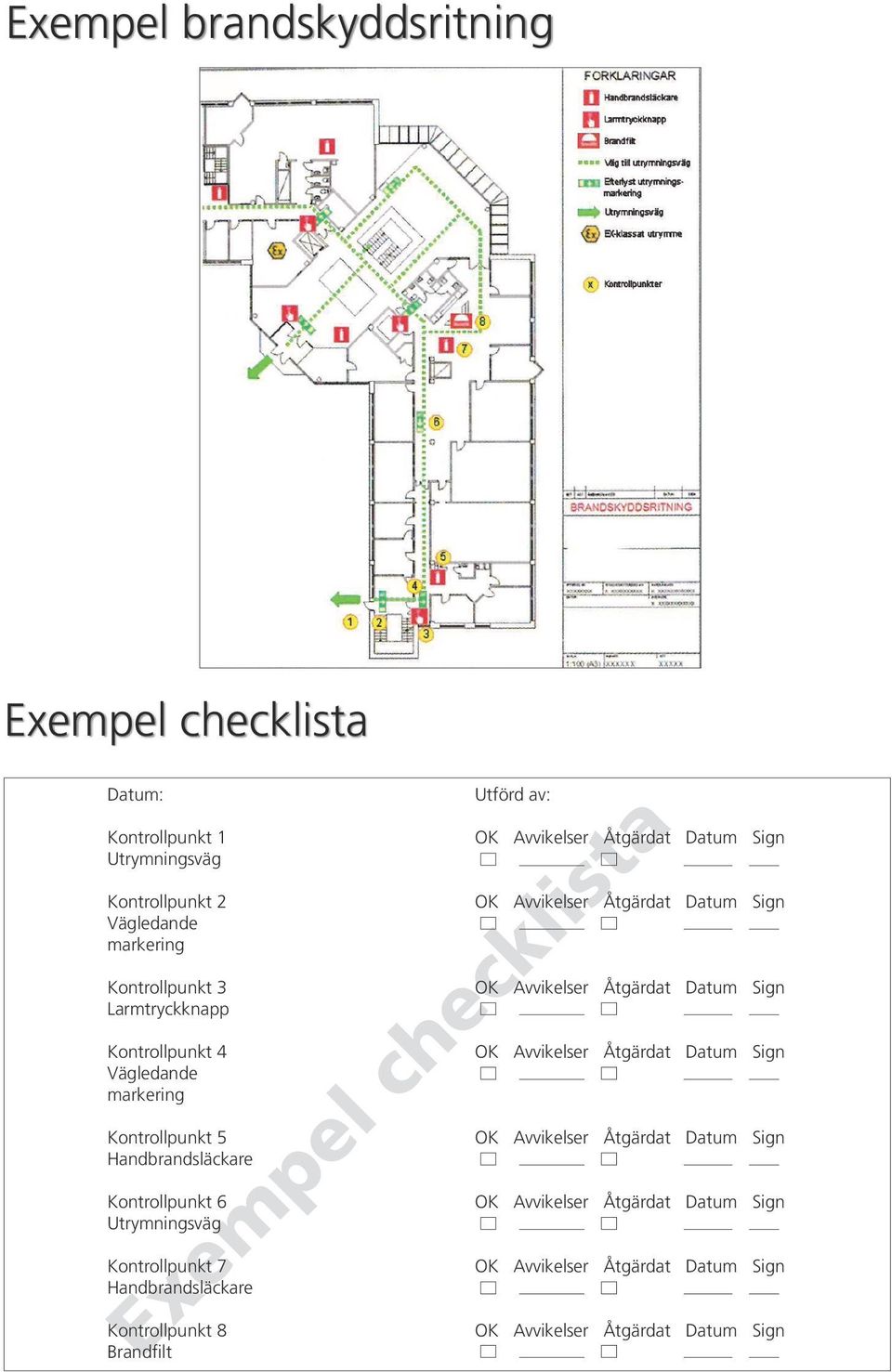 Åtgärdat Datum Sign Vägledande markering Kontrollpunkt 5 OK Avvikelser Åtgärdat Datum Sign Handbrandsläckare Kontrollpunkt 6 OK Avvikelser Åtgärdat Datum