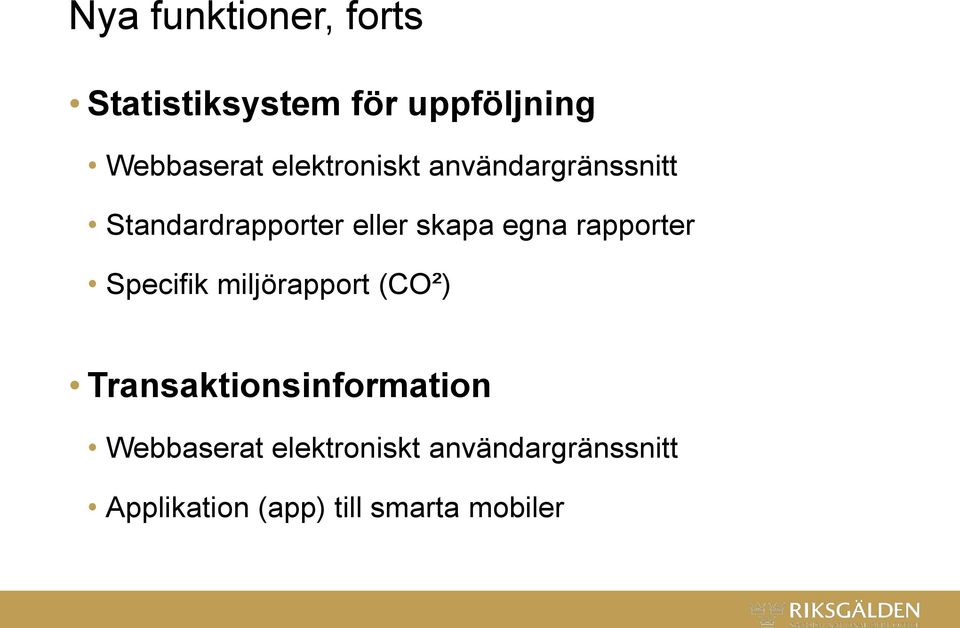 rapporter Specifik miljörapport (CO²) Transaktionsinformation