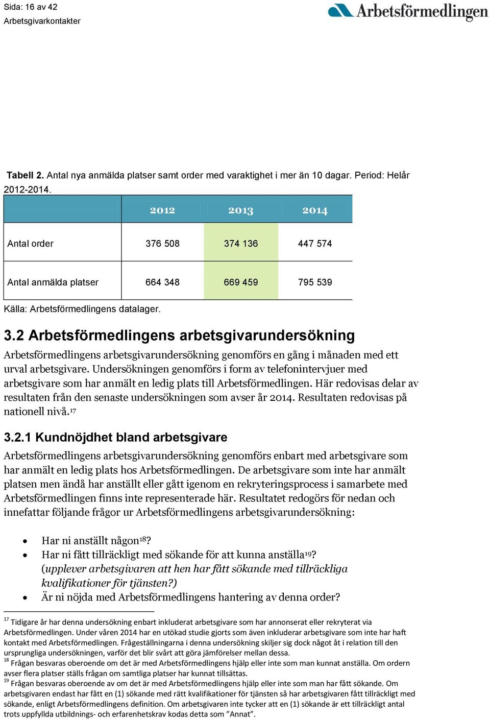 Undersökningen genomförs i form av telefonintervjuer med arbetsgivare som har anmält en ledig plats till Arbetsförmedlingen.