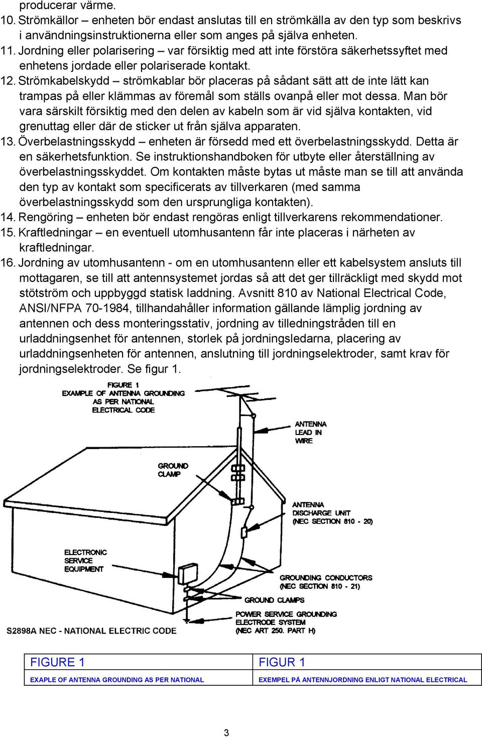 Strömkabelskydd strömkablar bör placeras på sådant sätt att de inte lätt kan trampas på eller klämmas av föremål som ställs ovanpå eller mot dessa.