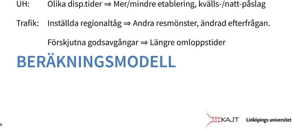 Inställda regionaltåg Andra resmönster, ändrad