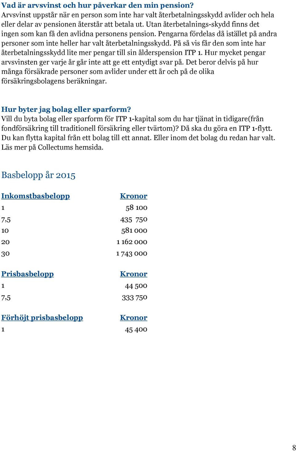 På så vis får den som inte har återbetalningsskydd lite mer pengar till sin ålderspension ITP 1. Hur mycket pengar arvsvinsten ger varje år går inte att ge ett entydigt svar på.