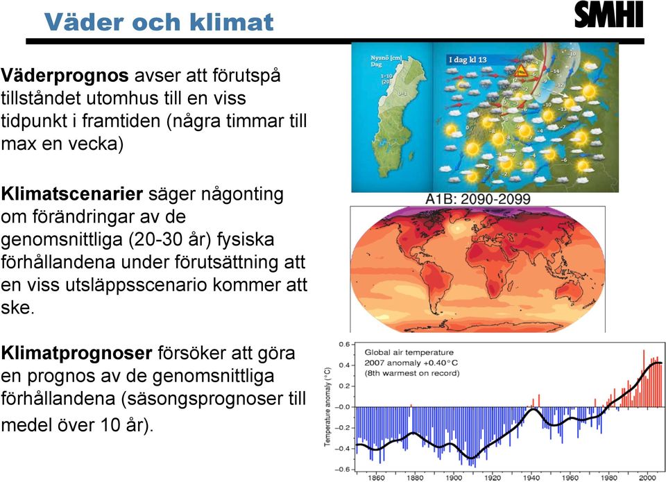 (20-30 år) fysiska förhållandena under förutsättning att en viss utsläppsscenario kommer att ske.