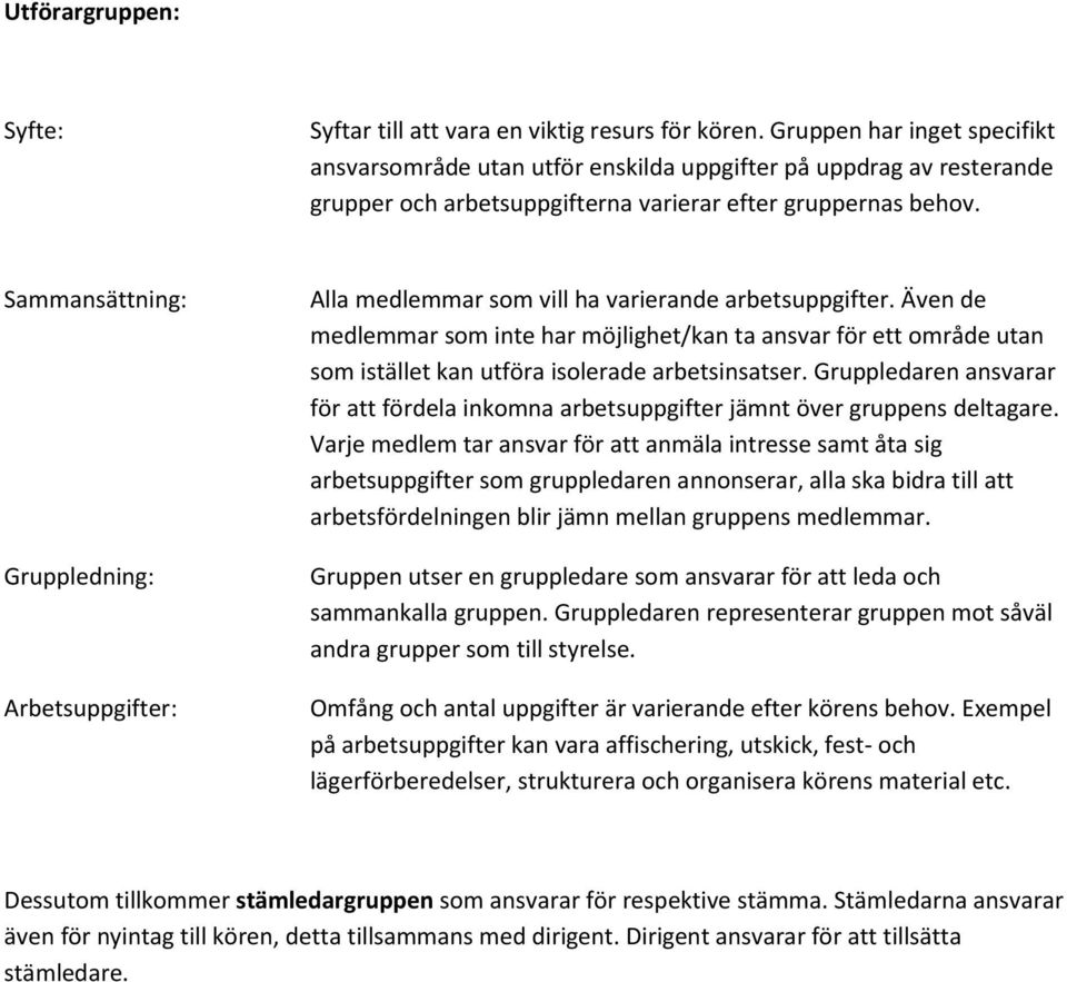 Alla medlemmar som vill ha varierande arbetsuppgifter. Även de medlemmar som inte har möjlighet/kan ta ansvar för ett område utan som istället kan utföra isolerade arbetsinsatser.