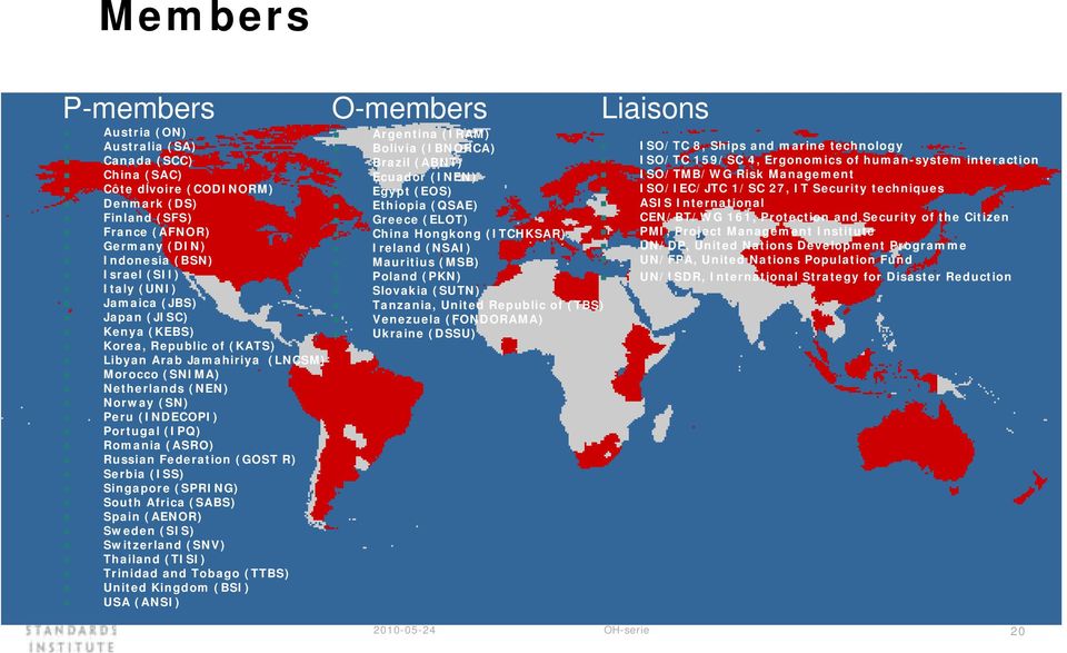 (ASRO) Russian Federation (GOST R) Serbia (ISS) Singapore (SPRING) South Africa (SABS) Spain (AENOR) Sweden (SIS) Switzerland (SNV) Thailand (TISI) Trinidad and Tobago (TTBS) United Kingdom (BSI) USA