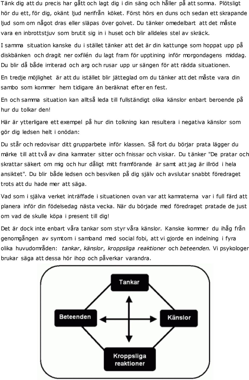 Du tänker omedelbart att det måste vara en inbrottstjuv som brutit sig in i huset och blir alldeles stel av skräck.