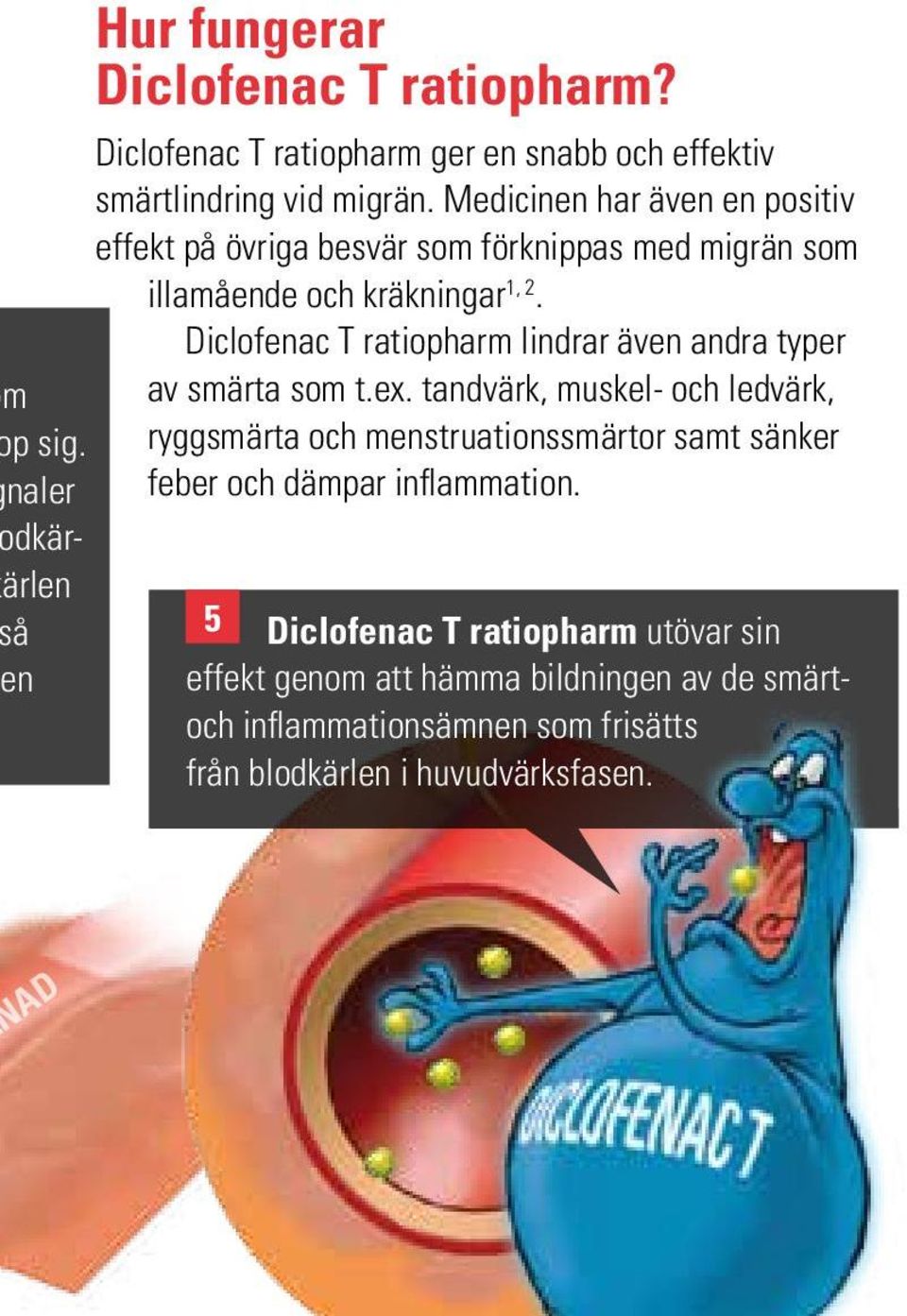 Diclofenac T ratiopharm lindrar även andra typer av smärta som t.ex.